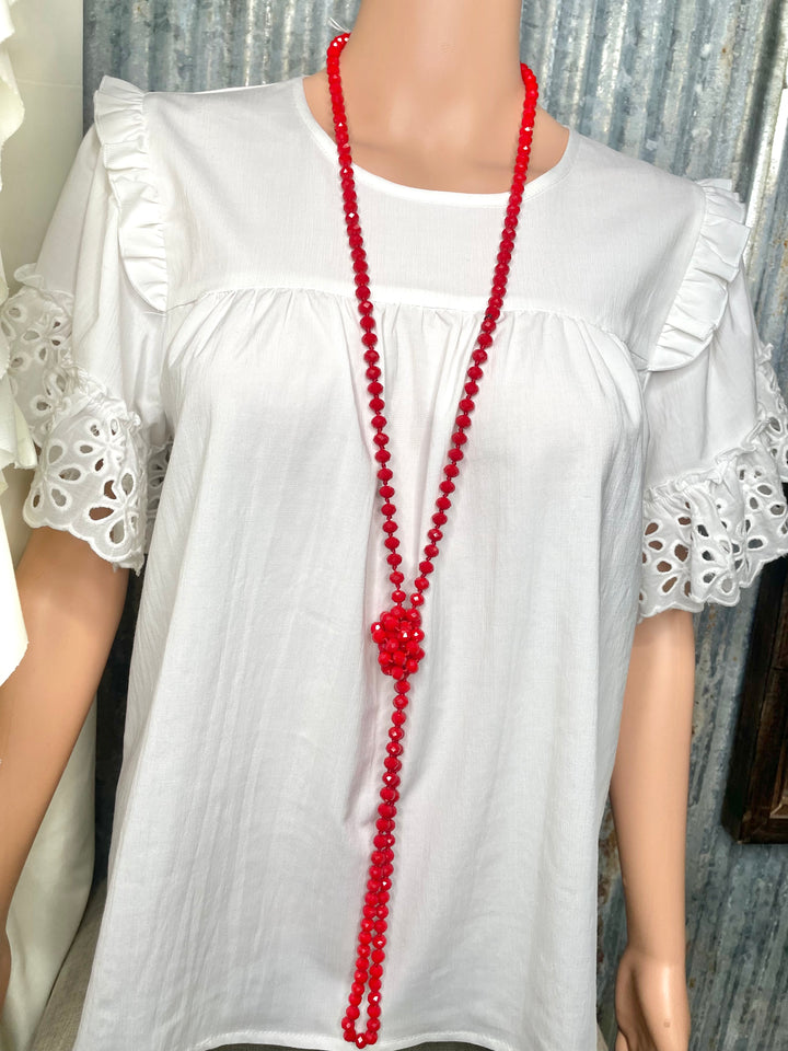 Red Beaded Wrap Necklace