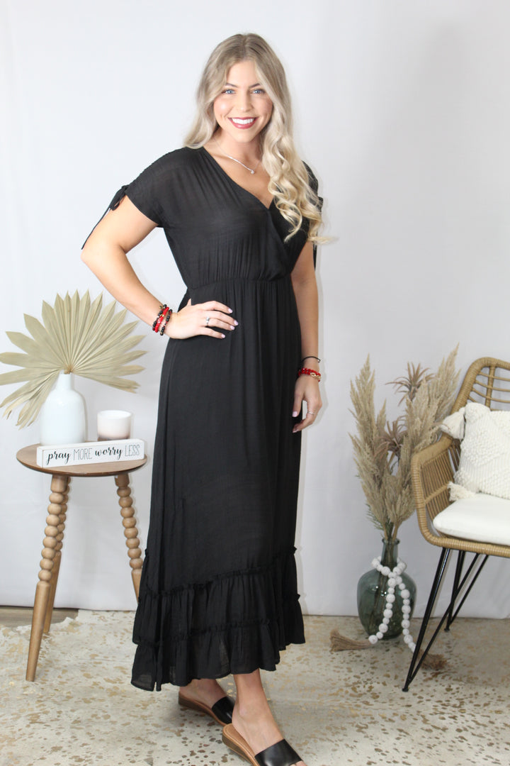 Black Texture Gauze Maxi