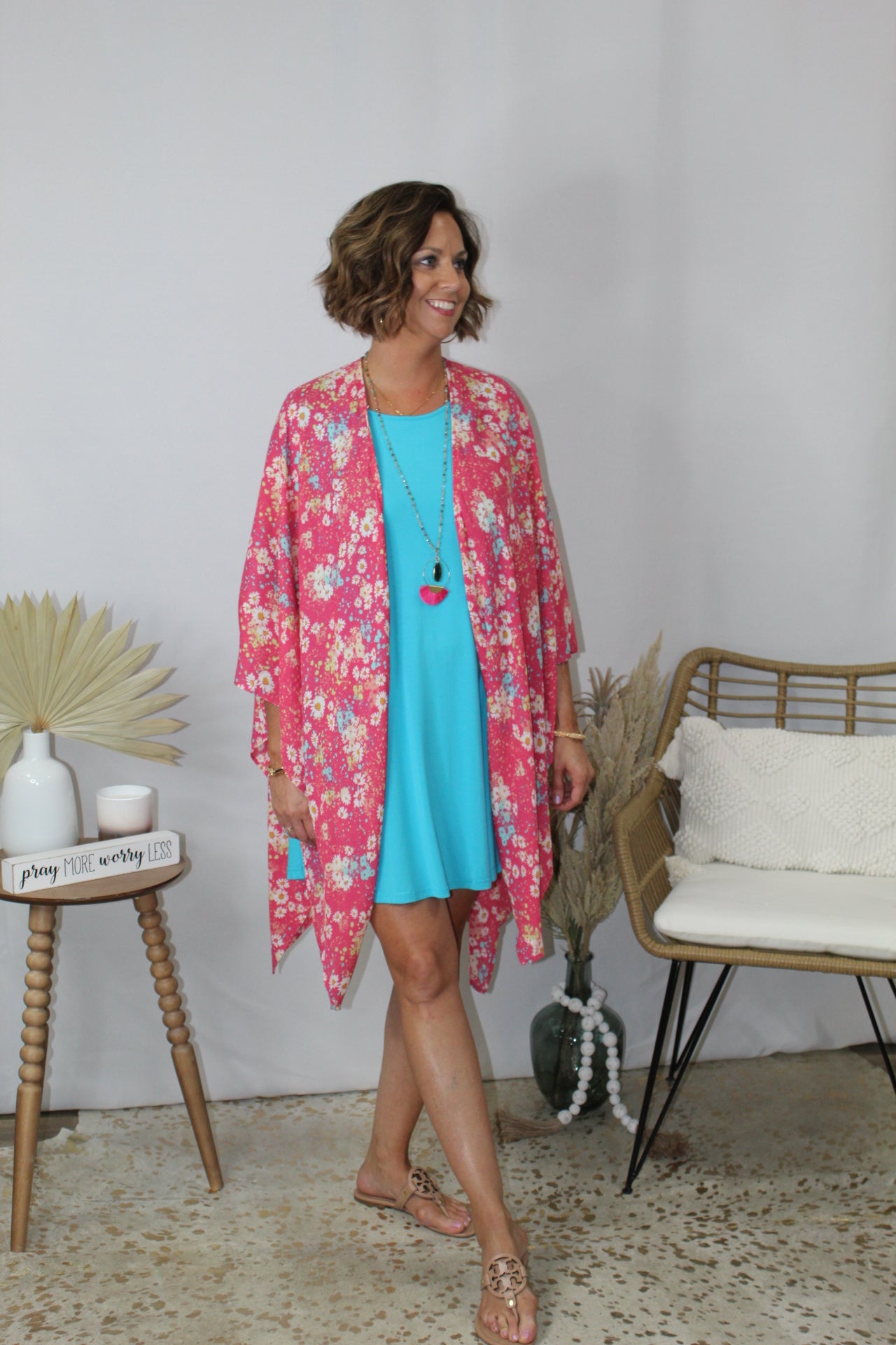 One size Pink floral cardigan