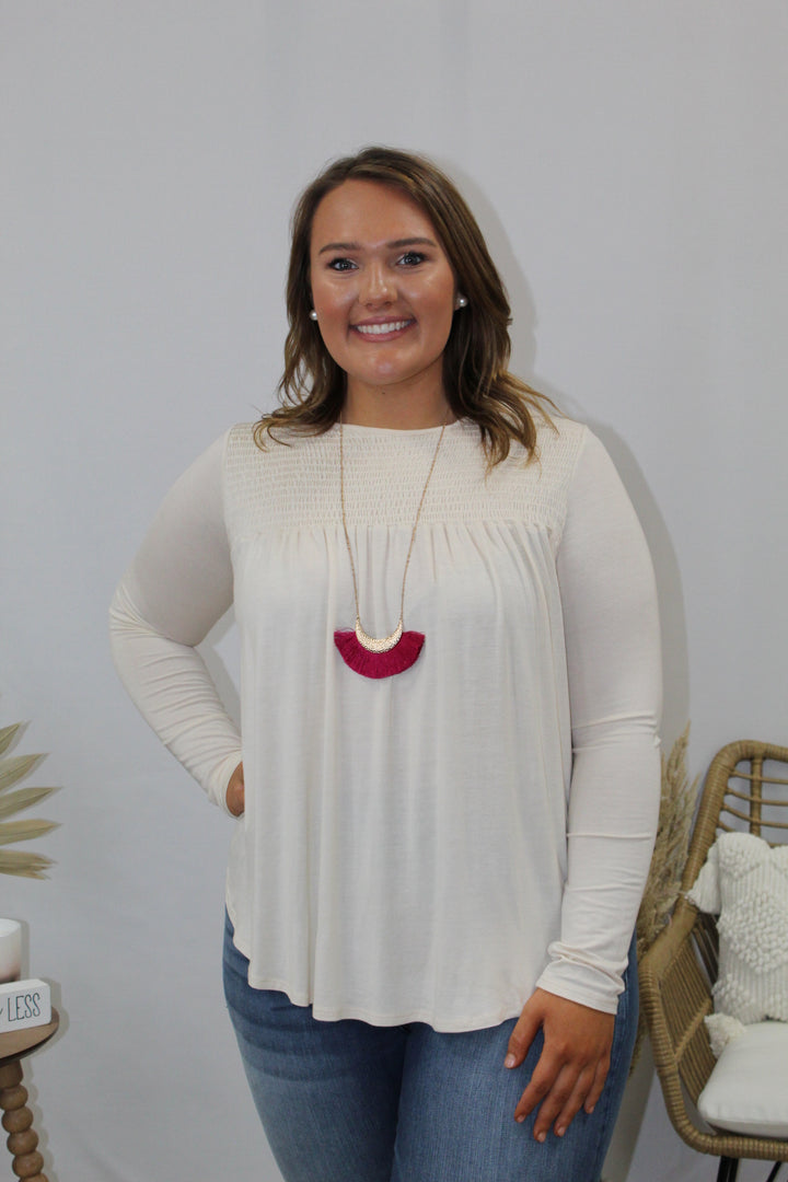 Cream Gathered Top