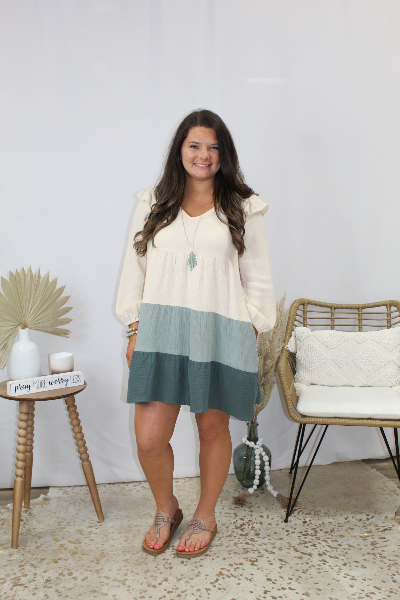 Sage Mix Layer Dress