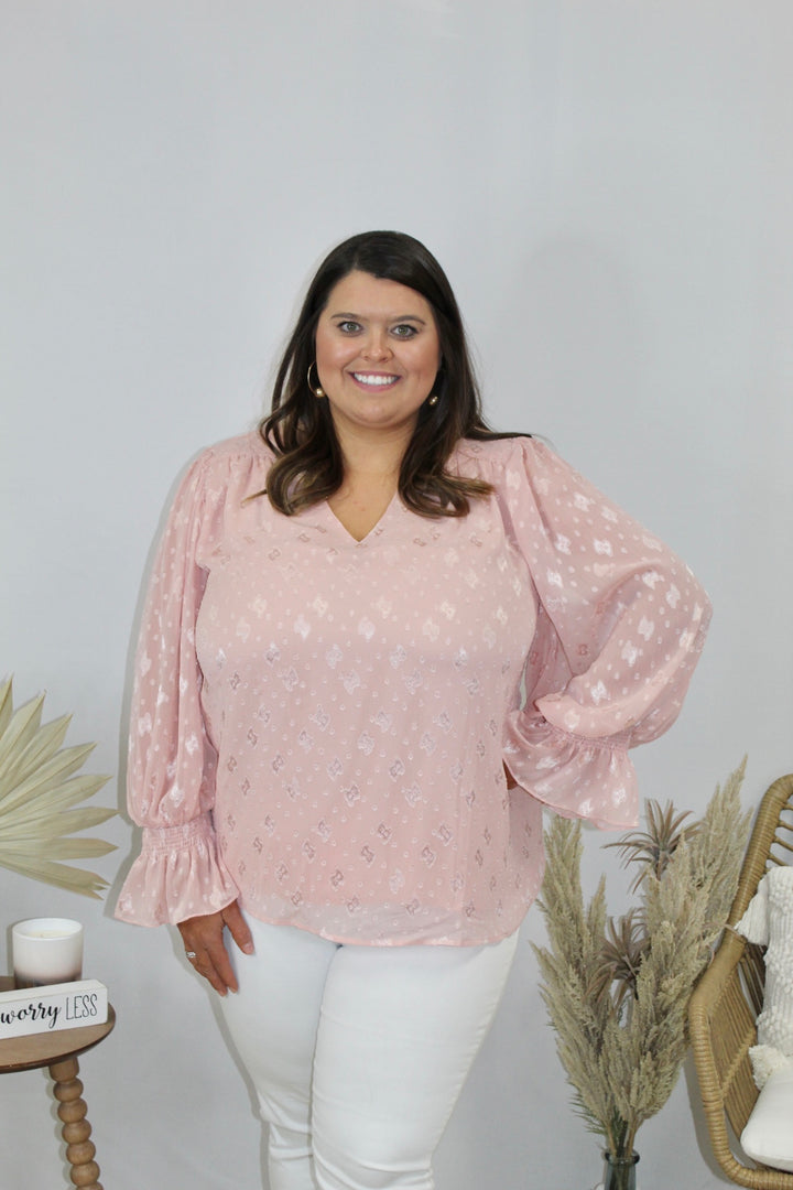 Blush plus sheer top