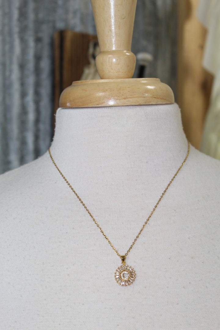 Diamond initial necklace gold