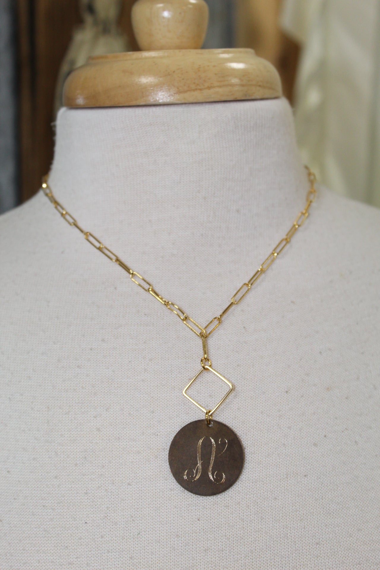 Bronze Antique Initial Neckalace