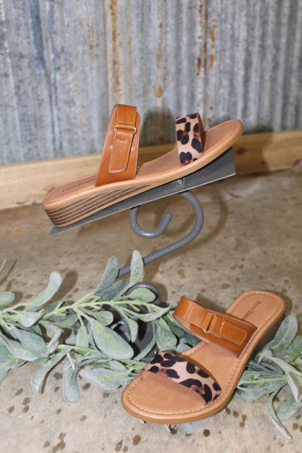 Cheetah/Brown Slide Sandals