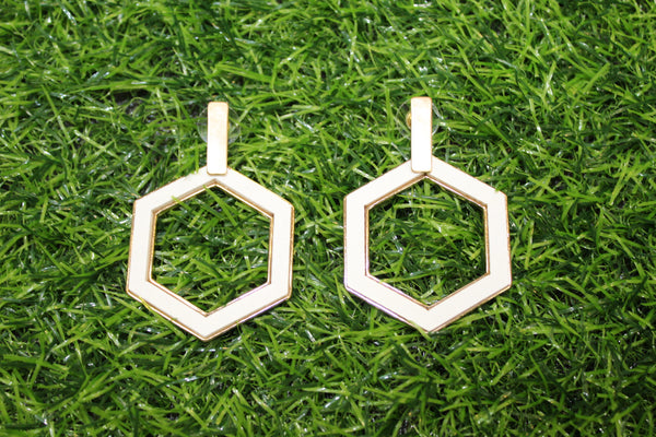Wood Hexagon Earrings