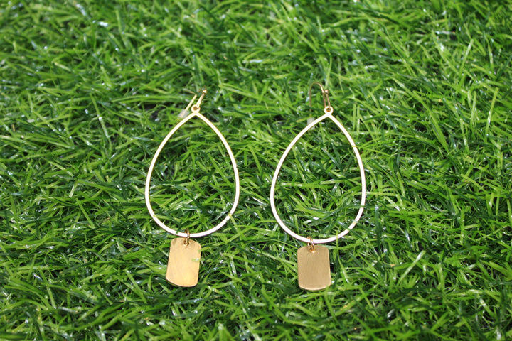 Gold Teardrop Earrings with Charm