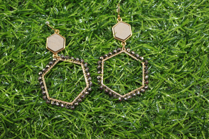 Wood Hexagon Earrings