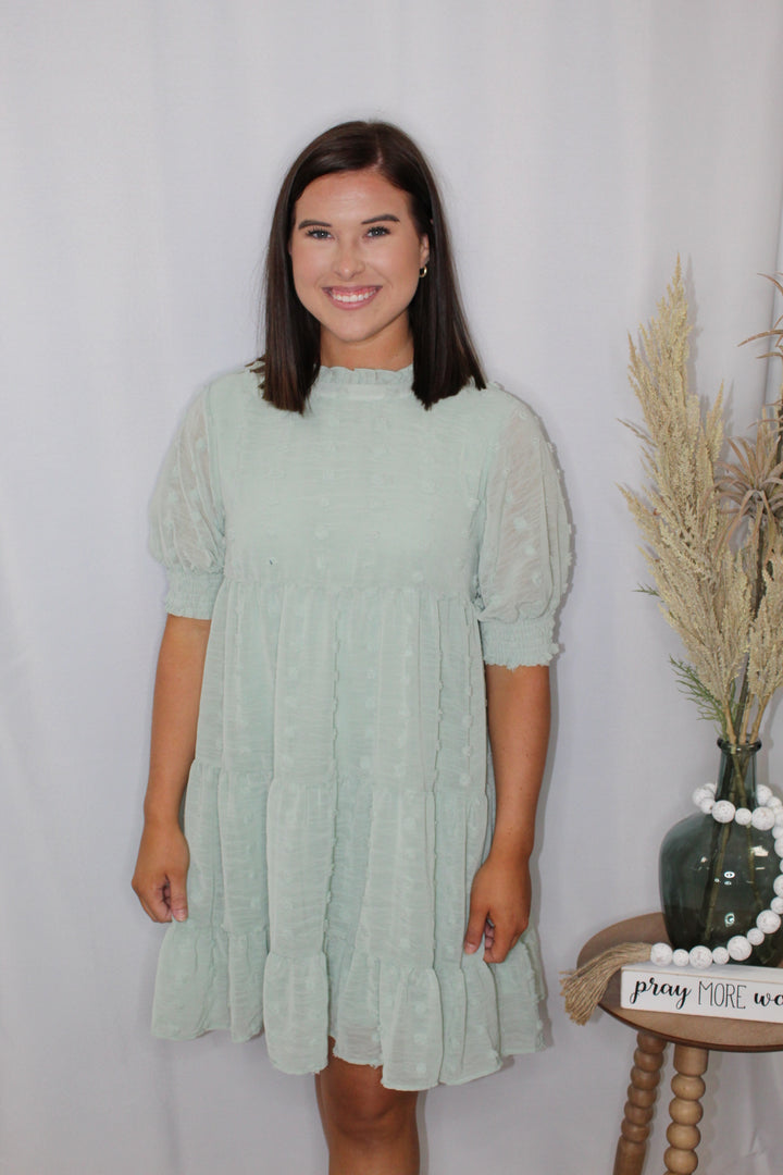 Mint Swiss dot dress