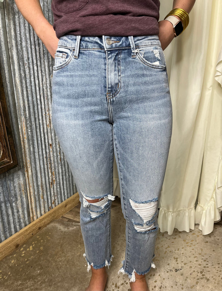 Handy High Rise Crop Flare Jeans