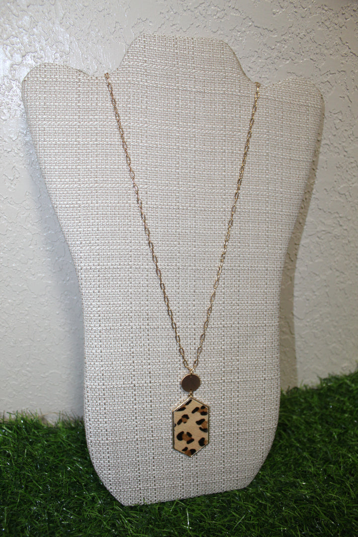 Hexagon Animal Print Necklace