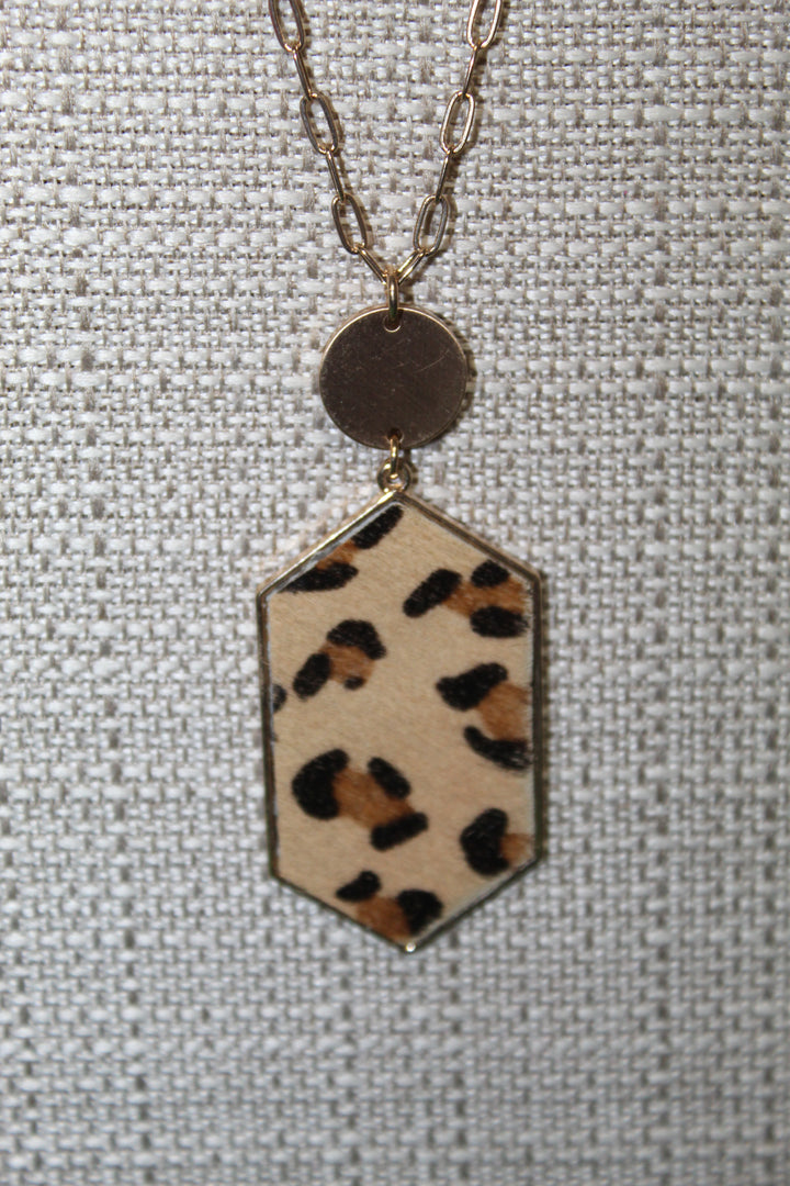 Hexagon Animal Print Necklace