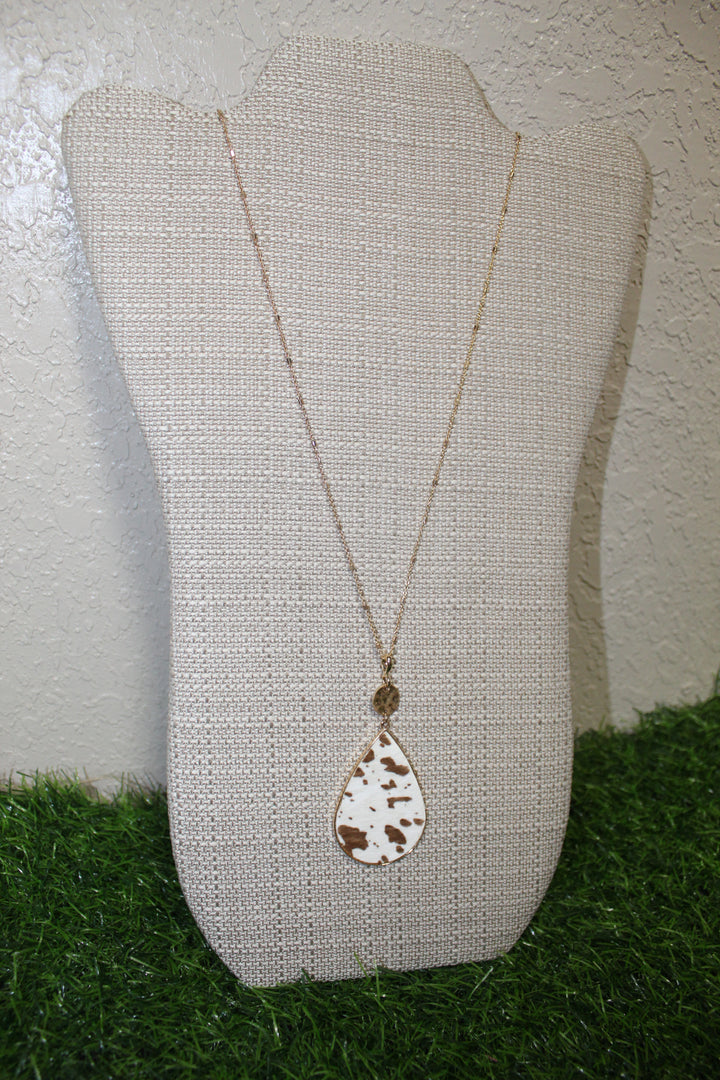 Cow Print Teardrop Necklace