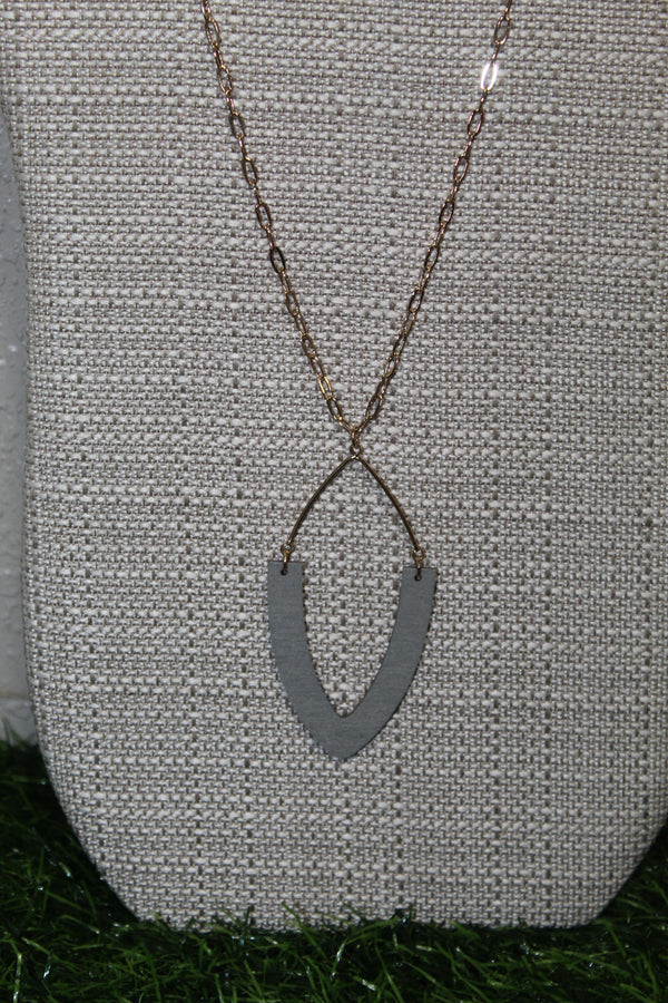 Pointed Wood Tear Drop Necklace
