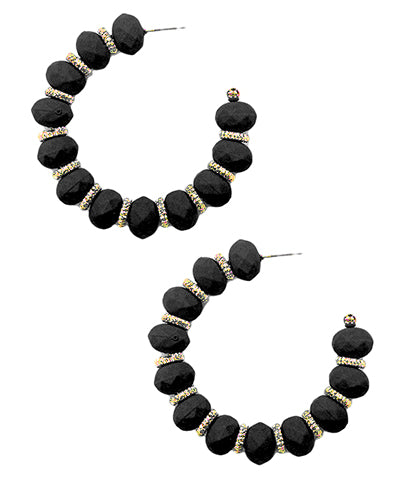 Black & Gold Bead Ball Metal Accent Hoops