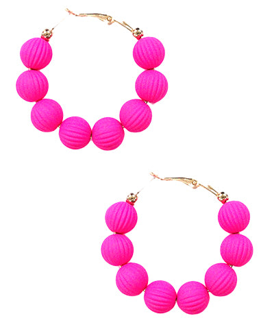 Bead Textured Ball Hoops