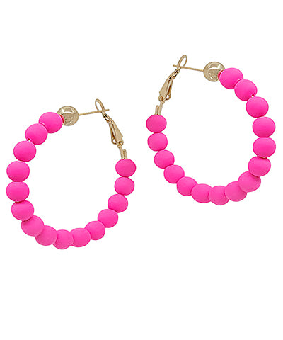 Pink Clay Ball Hoops