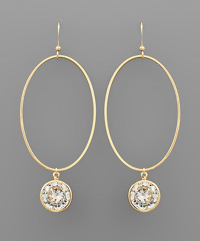 Jewel Dangle Oval Earrings