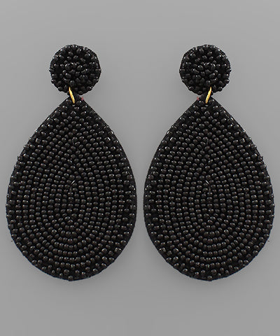 Black Bead Teardrop Earrings