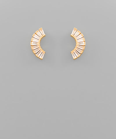 Pave Baguette Glass Arch Earrings