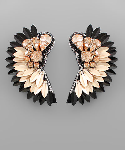 Ombre Jeweled Wing Earrings