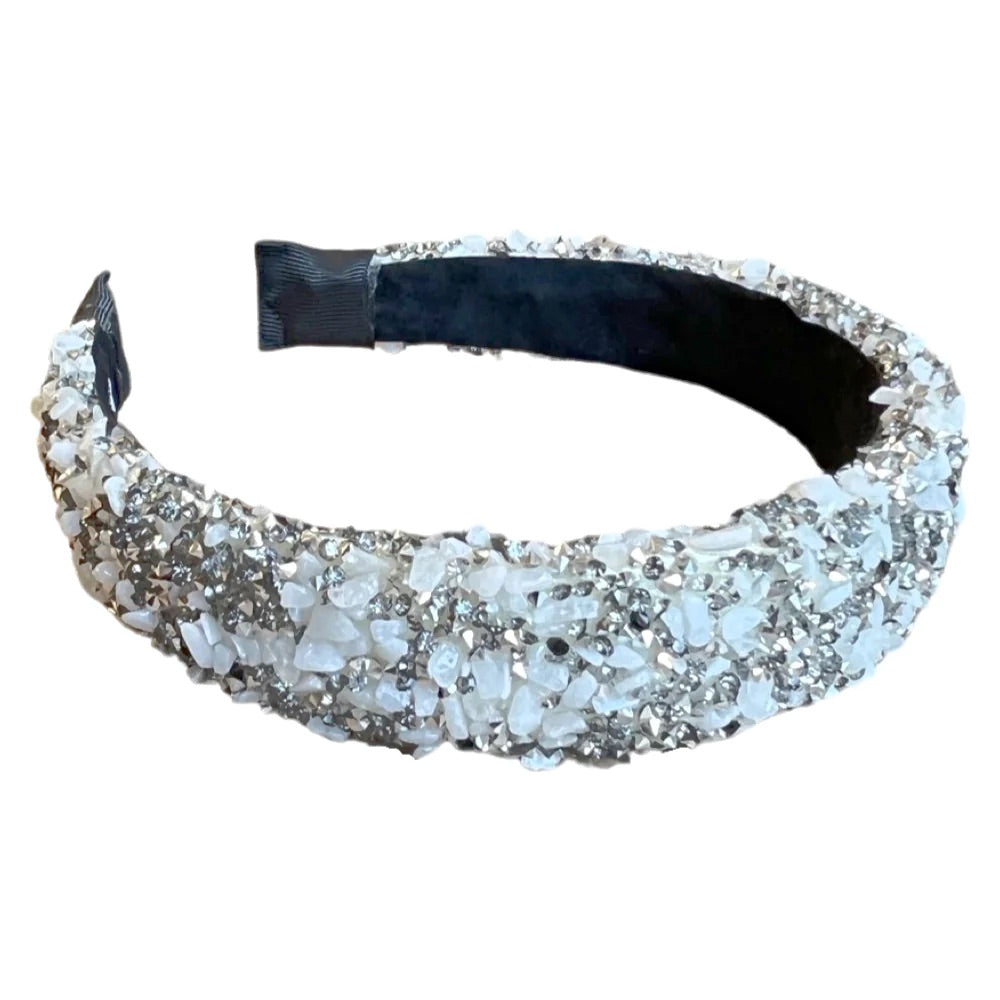 Silver Diamonds & White Stones Headband