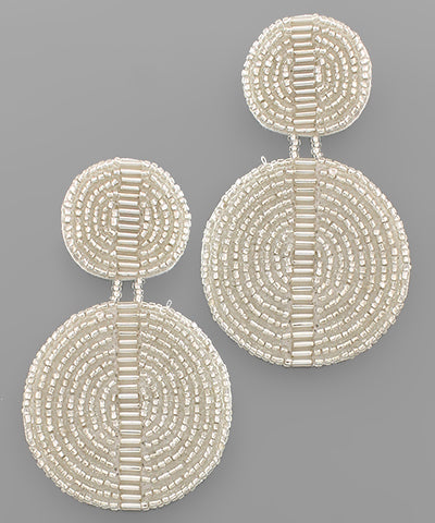 Bugle & Seed Bead Double Disc Earrings