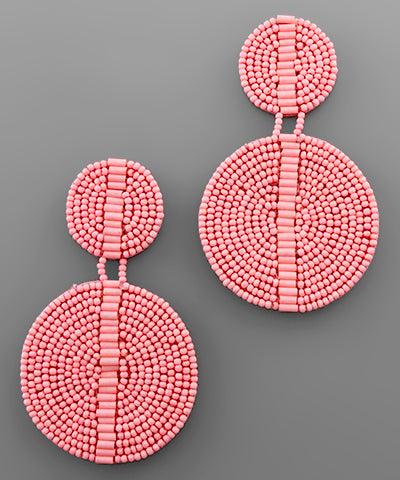 Bugle & Seed Bead Double Disc Earrings