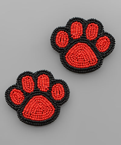 Beaded Paw Print Earrings