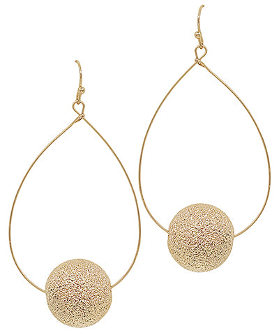 Texture Metal Ball Teardrop Earrings