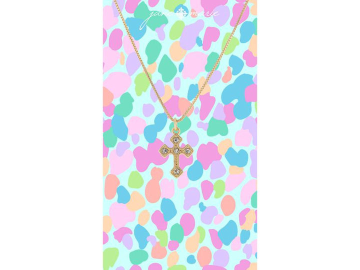 Girls Gold Pointed Cross Necklace