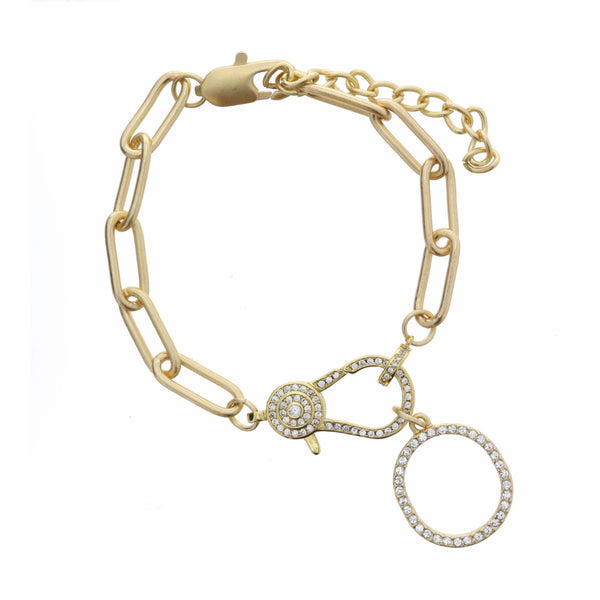 Crystal Initial Gold Link Bracelet