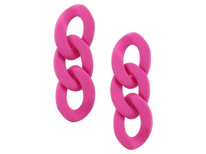 Chunky Hot Pink Chain Link Earrings