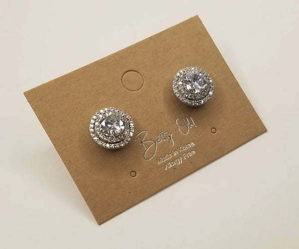 Double Halo Diamond Stud Earrings