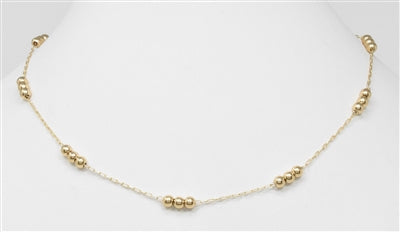 Small Gold Beaded and Gold Chain Necklace