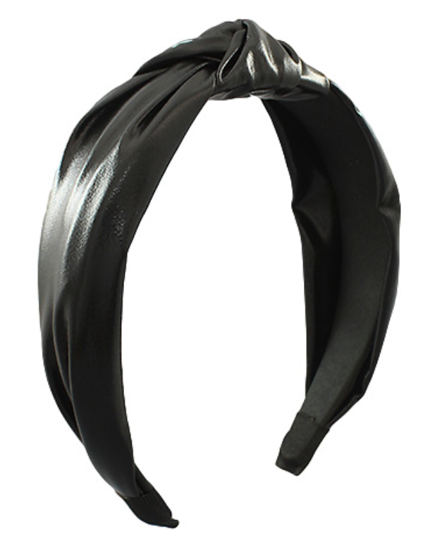 Black Leather Knot Headband