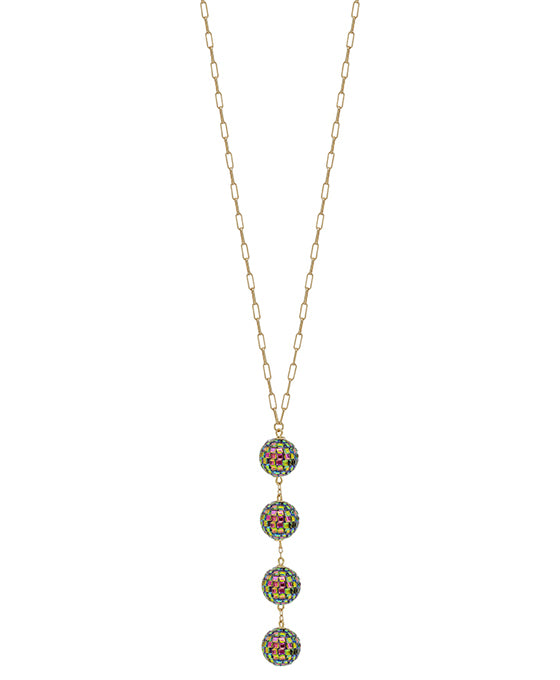 Multi 4 Drop Disco-Ball Pendant Necklace