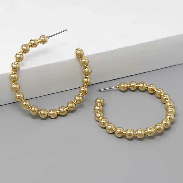 Gold Ball Hoop Earrings