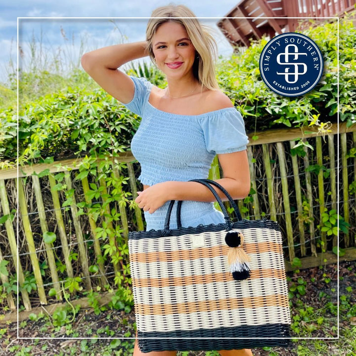 Cream Stripe Key Largo Tote